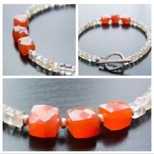 Real Gemstone 💎 Handmade Fire & Ice Bracelet